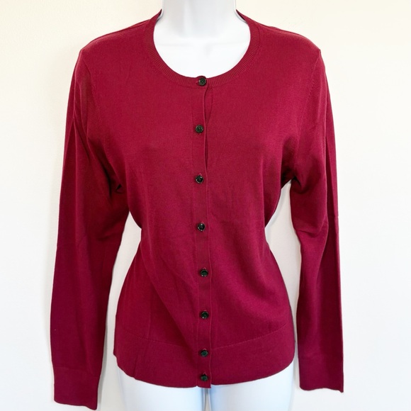 Ann Taylor Sweaters - NWT ANN TAYLOR Cardigan Button Down Cotton Blend Maroon Large